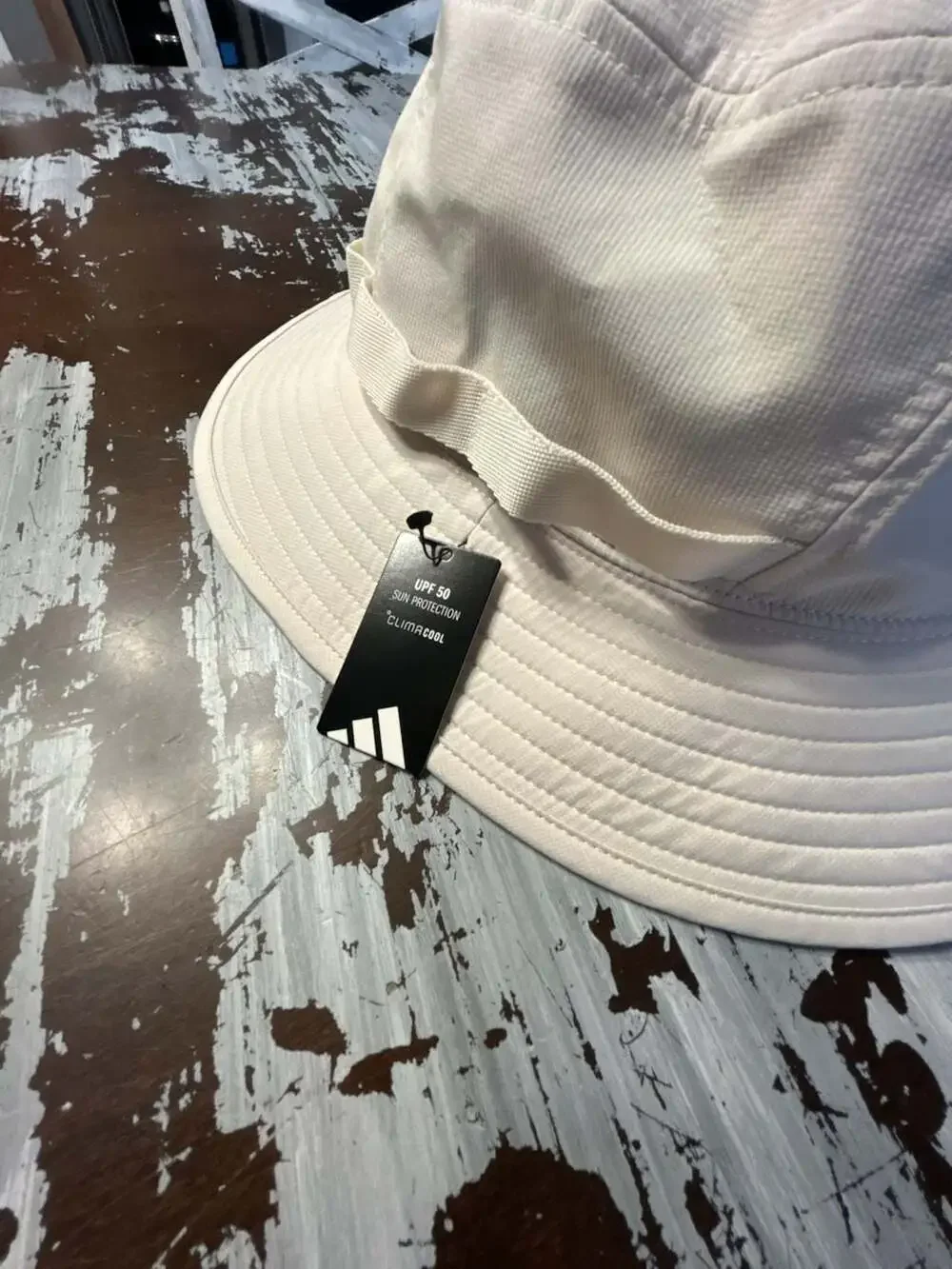 Adidas Victory 5 Bucket Hat in White with UPF 50 Sun Protection